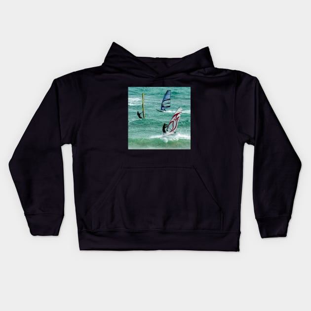 Windsurfing Kids Hoodie by Upbeat Traveler